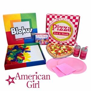American Girl doll size Pizza Party Set Blokus Game Slumber Party RETIRED 2018